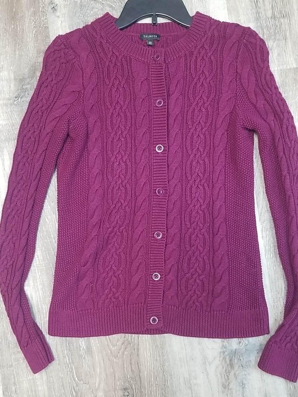 Talbots Women's Cable Knit Cardigan - Plum